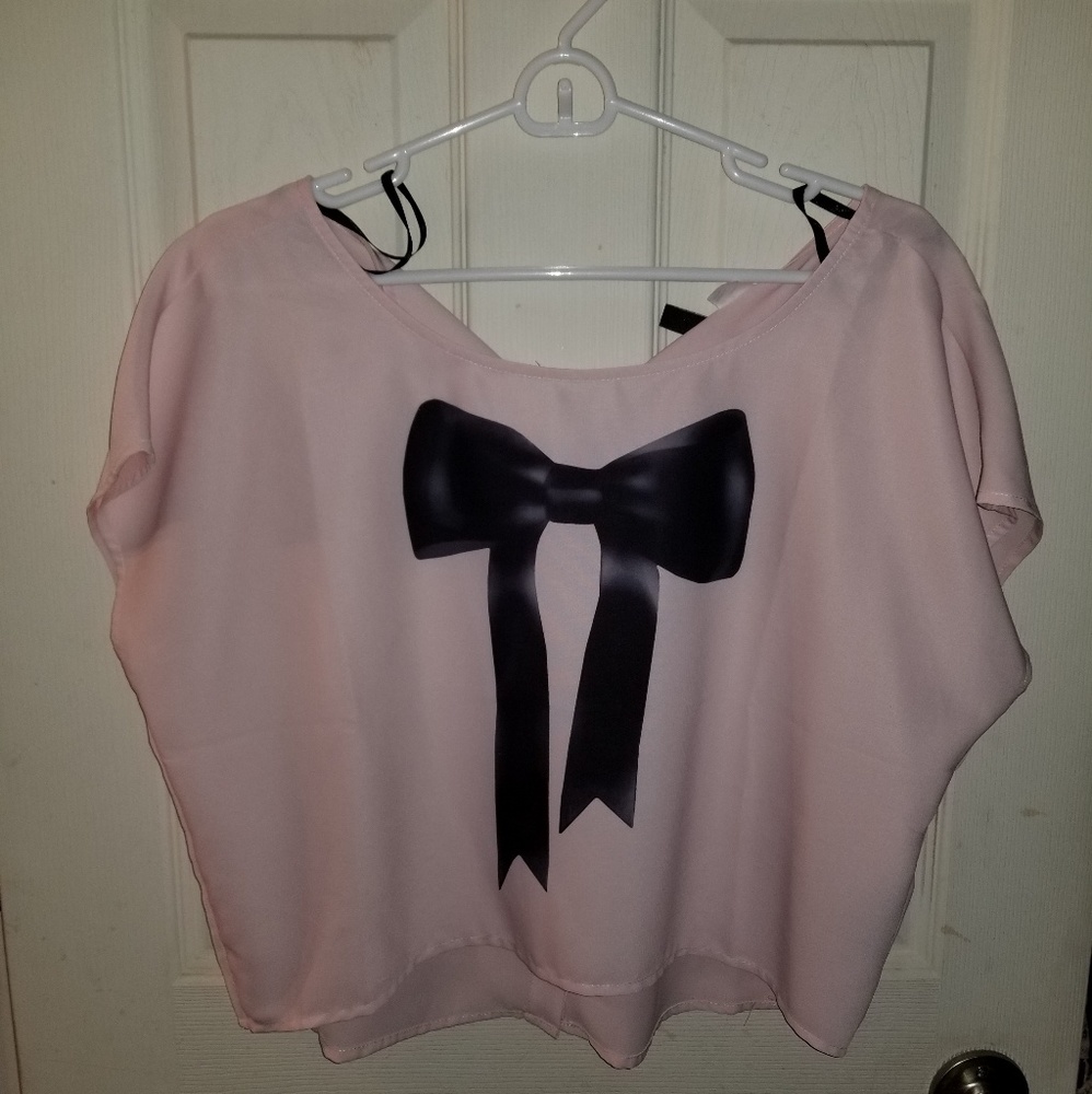 H&M Pink Bow Tie Blouse